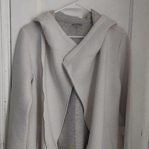Betsey Johnson Performance Hooded Asymmetrical Zipper Jacket White Gray Size L